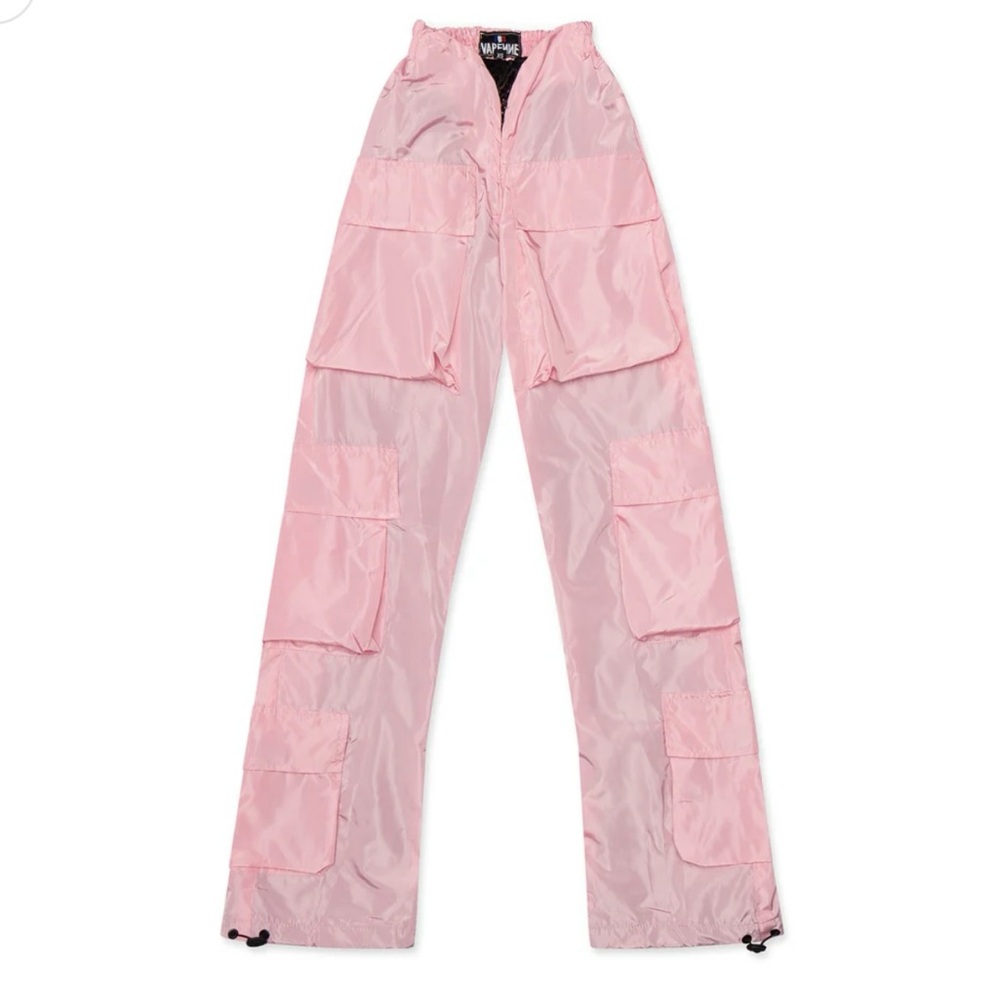Varenne V cut rose pink cargo pants parachute waterproof size XL  NEW … - Picture 4 of 7